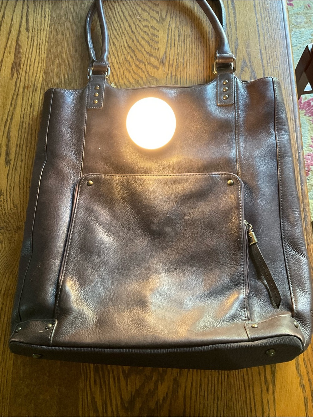 Brown Leather Tote Bag - Classic Men's Shoulder Bag